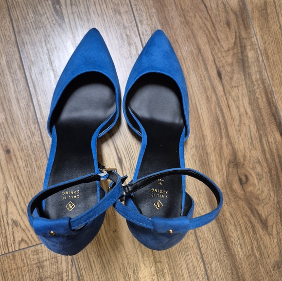 Blue like new Vegan Suede D'orsay heel pump - Picture 7 of 10